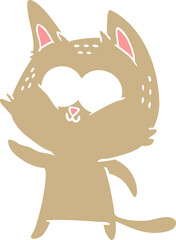 flat color style cartoon cat waving