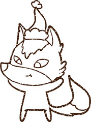 Christmas Wolf Charcoal Drawing