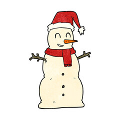 retro cartoon snowman