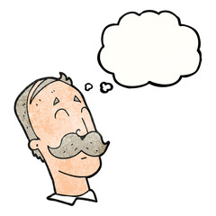 Fototapeta premium thought bubble textured cartoon ageing man with mustache