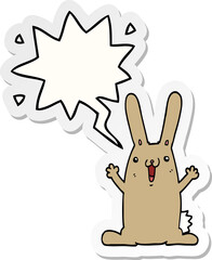 cartoon rabbit and speech bubble sticker