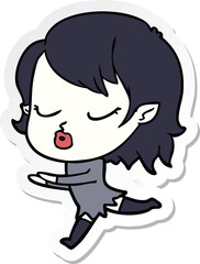 sticker of a cute cartoon vampire girl