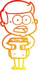 warm gradient line drawing cartoon shocked man