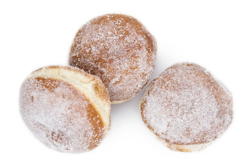Fresh made Berliner (transparent background, selective focus)
