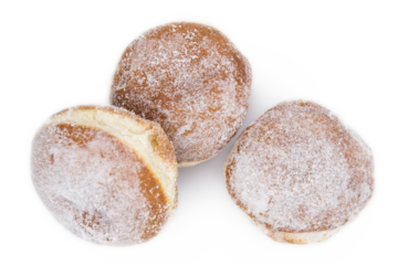 Fresh made Berliner (transparent background, selective focus)