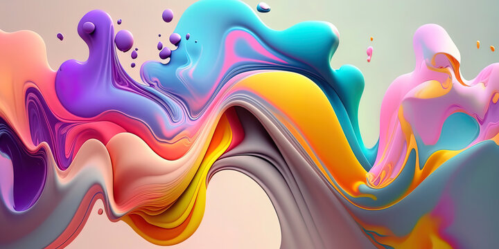 Beautiful mesmerize waves of soft colorful pattern, wavy surfaces, vintage pastel colors background ,made with Generative AI