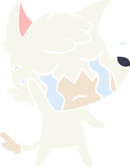 crying waving fox flat color style cartoon