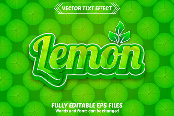 lemon editable text effect design vectors. Set of editable text effect designs. Modern editable text effect vector design. Editable text style effects - lemon text style theme.
