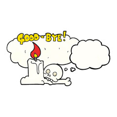 thought bubble textured cartoon goodbye sign