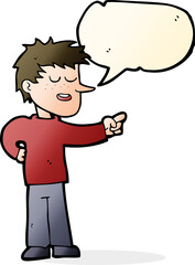 cartoon man pointing with speech bubble