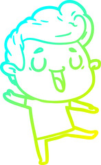 cold gradient line drawing happy cartoon man