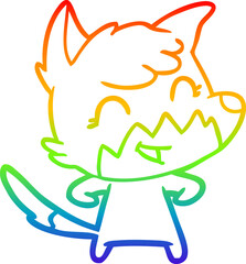 rainbow gradient line drawing happy cartoon fox