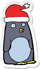 sticker of a cartoon christmas penguin