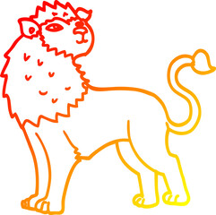 warm gradient line drawing cartoon lion