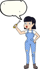 comic book speech bubble cartoon female mechanic
