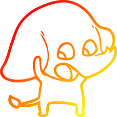 warm gradient line drawing cute cartoon elephant