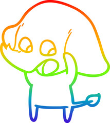 rainbow gradient line drawing cute cartoon elephant