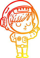 warm gradient line drawing cartoon astronaut woman