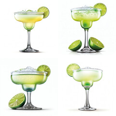 Margarita-Cocktail Icon-Set – freigestellt – Generative AI