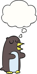 cartoon penguin and thought bubble