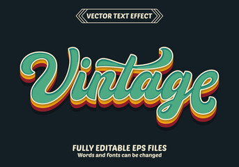 Retro Vintage 3D Text Effect – Fully Editable Vector (EPS/AI) – Bold Typography for Logos, Posters & Social Media – Classic 70s & 80s Style