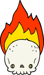 spooky cartoon flaming skull