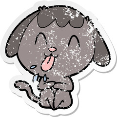 distressed sticker of a cute cartoon dog