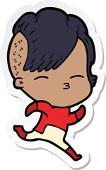 sticker of a cartoon girl wearing futuristic clothes