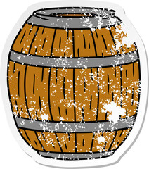 distressed sticker cartoon doodle of a wooden barrel