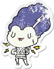 distressed sticker of a cartoon undead monster woman