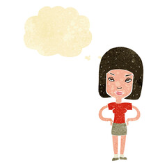 cartoon annoyed woman with thought bubble