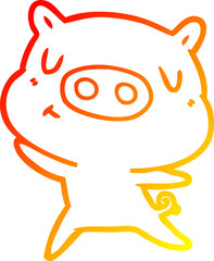warm gradient line drawing cartoon content pig