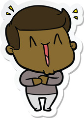 sticker of a cartoon excited man