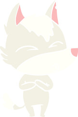 flat color style cartoon wolf whistling