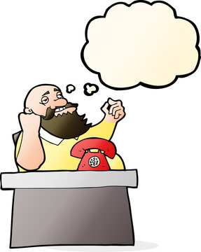 recommend clip art: cartoon arrogant boss man with thought bubble