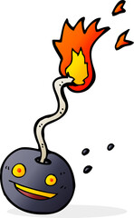 cartoon bomb with face