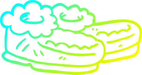 cold gradient line drawing cartoon comfy slippers