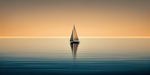 Segelboot auf stillem Meer, schönes Hintergrund Motiv, ai generativ - obrazy, fototapety, plakaty