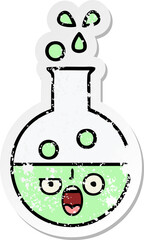 distressed sticker of a cute cartoon test tube