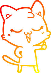 warm gradient line drawing cartoon cat