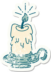 grunge sticker of tattoo style spooky melting candle
