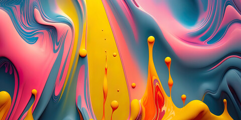 Wonderful abstract futuristic and design wallpaper with spheres, waves ans twirls fresh colors painting. AI-Generated