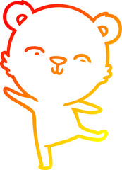 warm gradient line drawing happy cartoon polar bear dancing