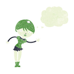 cartoon vampire girl with thought bubble