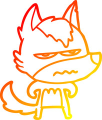 warm gradient line drawing cartoon annoyed wolf