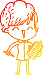 warm gradient line drawing cartoon laughing woman