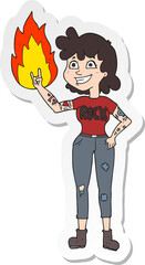 sticker of a cartoon rock girl
