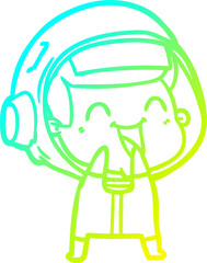 cold gradient line drawing happy cartoon astronaut