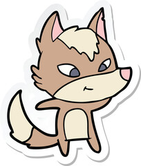 sticker of a friendly cartoon wolf
