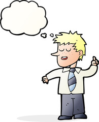 cartoon man with good idea with thought bubble